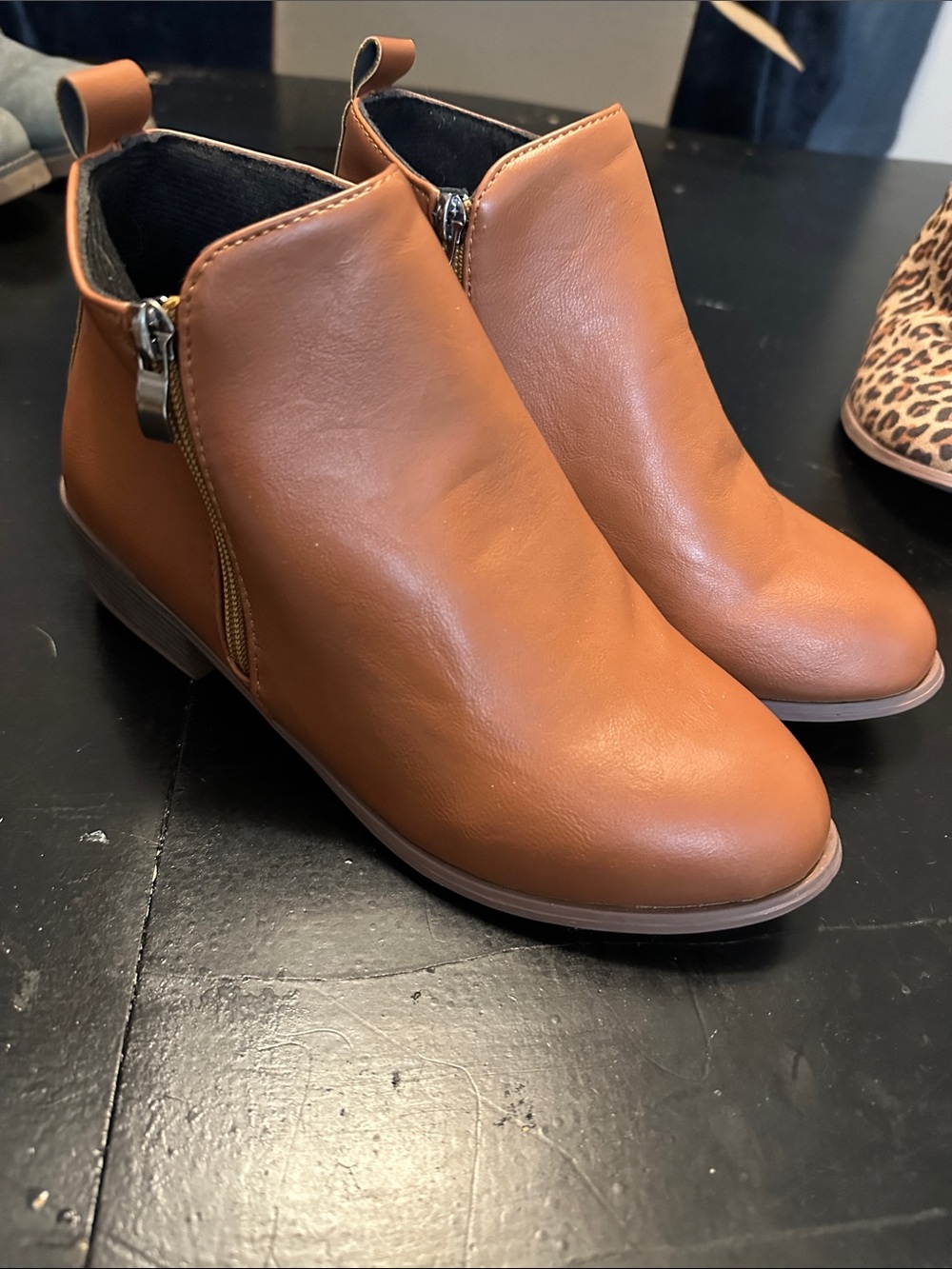 Classic Tan Women's Ankle Boot with Side Zip